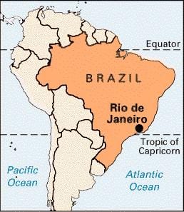Rio de Žaneire, brazilijoje žemėlapyje