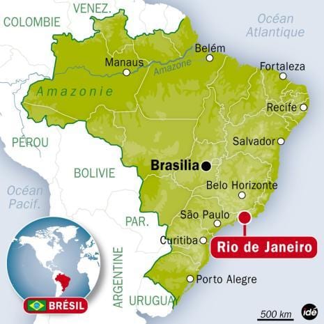 kur yra Rio de Žaneire, brazilijoje pasaulio žemėlapyje