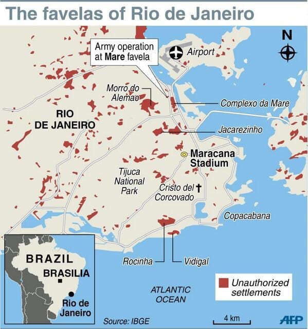 favela žemėlapis Rio de Žaneiras