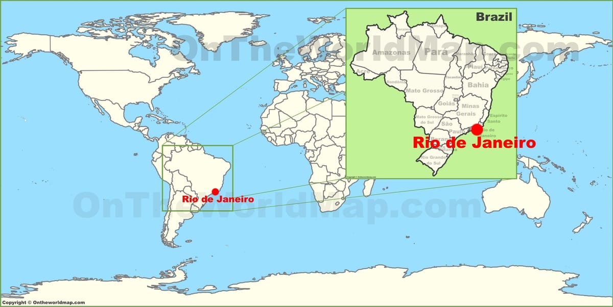 kur yra Rio de Žaneire įsikūrusios pasaulio žemėlapyje