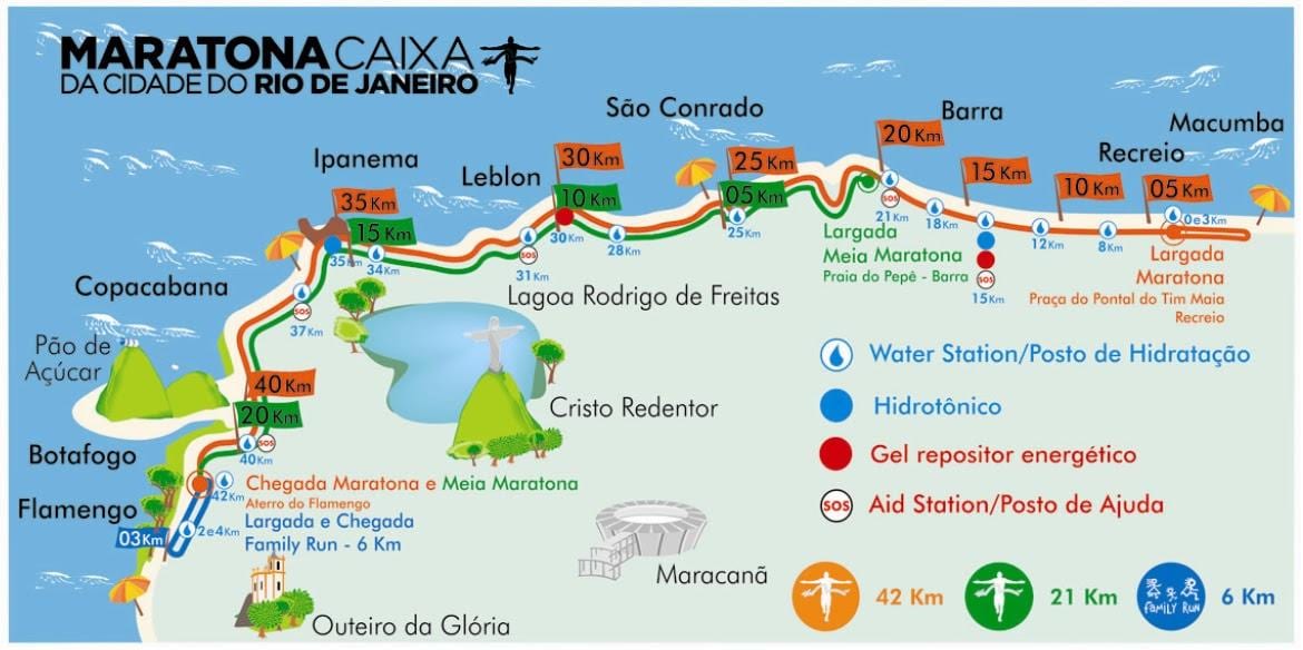 žemėlapis Rio maratono trasoje